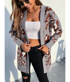 New Autumn Rabbit Fleece Leopard Knitted Long Sweater Cardigan Coat 210729725 13 New Autumn Rabbit Fleece Leopard Knitted Long Sweater Cardigan Coat 210729725 -Women Clothing Sales Store 210729725 2