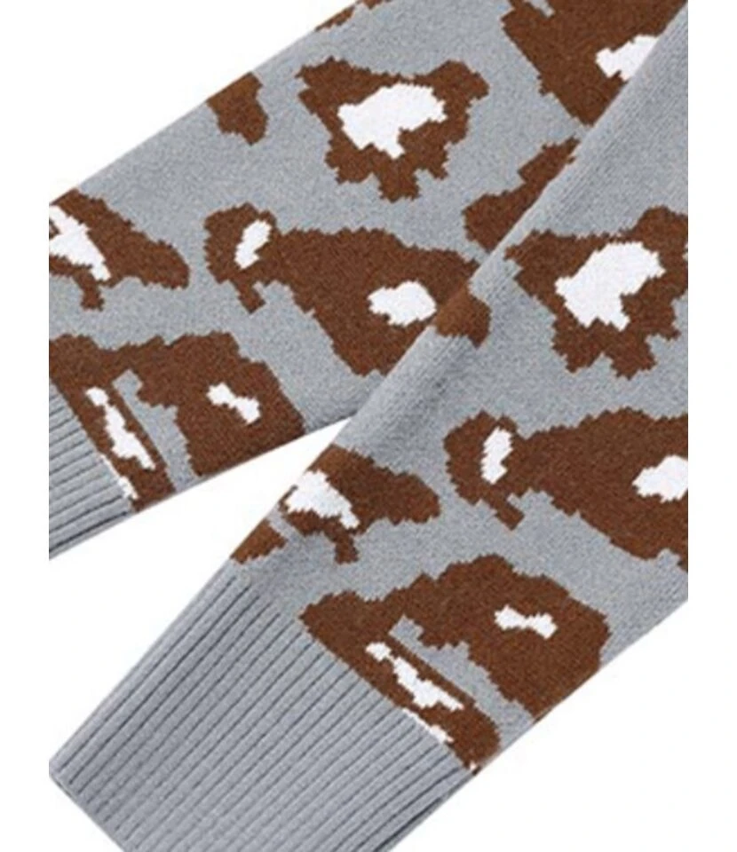 New Autumn Rabbit Fleece Leopard Knitted Long Sweater Cardigan Coat 210729725 9 New Autumn Rabbit Fleece Leopard Knitted Long Sweater Cardigan Coat 210729725 - Image 9