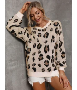 Leopard Casual Fall Long Sleeve Sweater 210804038