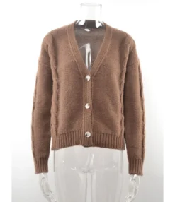 Solid Casual Single Button Fall Cardigan 210804437 -Women Clothing Sales Store 210804437 13
