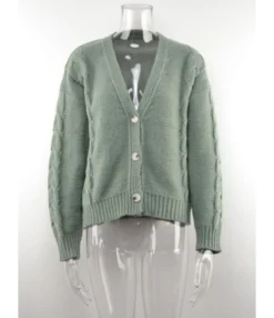 Solid Casual Single Button Fall Cardigan 210804437 -Women Clothing Sales Store 210804437 14