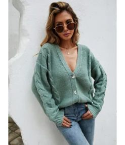 Solid Casual Single Button Fall Cardigan 210804437