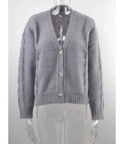 Solid Casual Single Button Fall Cardigan 210804437 -Women Clothing Sales Store 210804437 9