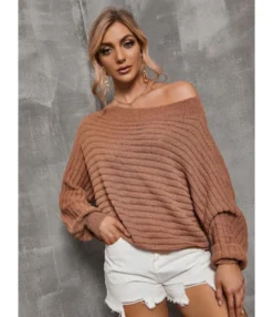 Pullover Fall Loose Ribbed Knitted Sweater 210804552