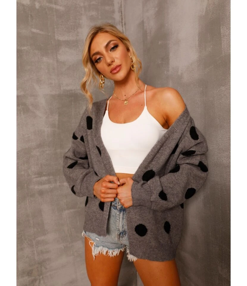 Fall Dots Colorblock Knitted Sweater Cardigan 210804658 5 Fall Dots Colorblock Knitted Sweater Cardigan 210804658 - Image 5