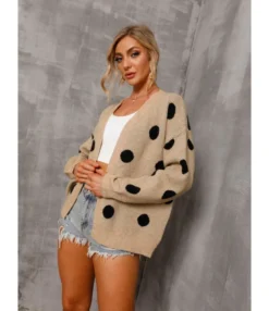 Fall Dots Colorblock Knitted Sweater Cardigan 210804658 7 Fall Dots Colorblock Knitted Sweater Cardigan 210804658 -Women Clothing Sales Store 210804658 3