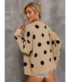 Fall Dots Colorblock Knitted Sweater Cardigan 210804658 8 Fall Dots Colorblock Knitted Sweater Cardigan 210804658 -Women Clothing Sales Store 210804658 4