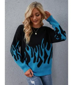 O-neck Casual Pullover Fall Colorblock Sweater 210804727 -Women Clothing Sales Store 210804727 1