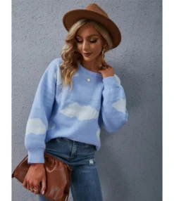 New Autumn Crew Neck Pattern Pullover Sweater 210804858 -Women Clothing Sales Store 210804858 2