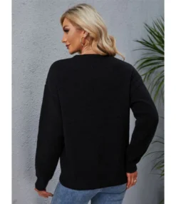 Round Neck Knitted Solid Pattern Sweater 210804960 -Women Clothing Sales Store 210804960 2