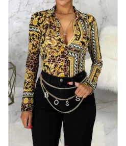 Printing Slim Fall Single Button Shirt 210810366