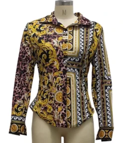 Printing Slim Fall Single Button Shirt 210810366 -Women Clothing Sales Store 210810366 4