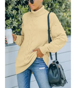 Best Seller Warm Casual Turtle Neck Sweater 210811784 -Women Clothing Sales Store 210811784 3