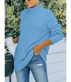 Best Seller Warm Casual Turtle Neck Sweater 210811784 -Women Clothing Sales Store 210811784 4