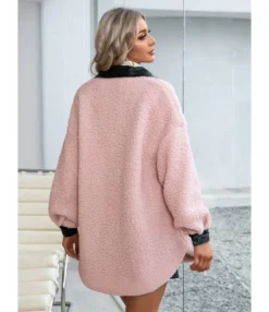 Plush Coat PU Leather Lapel Collar Pocket 210812879 -Women Clothing Sales Store 210812879 6