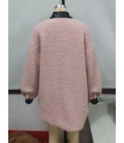 Plush Coat PU Leather Lapel Collar Pocket 210812879 -Women Clothing Sales Store 210812879 9