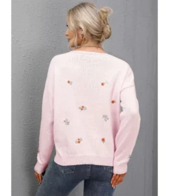 V-neck Floral Fall Knitting Sweater Pullover 210816014 8 V-neck Floral Fall Knitting Sweater Pullover 210816014 -Women Clothing Sales Store 210816014 5