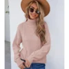 Turtleneck Sweater Top Twist Solid Casual 210816309