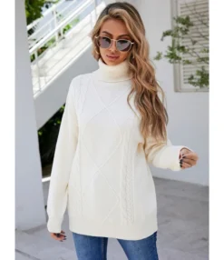 Turtleneck Sweater Top Twist Solid Casual 210816309 11 Turtleneck Sweater Top Twist Solid Casual 210816309 -Women Clothing Sales Store 210816309 2