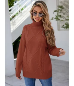 Turtleneck Sweater Top Twist Solid Casual 210816309 9 Turtleneck Sweater Top Twist Solid Casual 210816309 -Women Clothing Sales Store 210816309 3