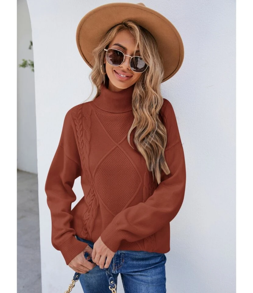 Turtleneck Sweater Top Twist Solid Casual 210816309 5 Turtleneck Sweater Top Twist Solid Casual 210816309 - Image 5