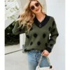 Polka Dot V-neck Long Sleeve Sweater 210820129