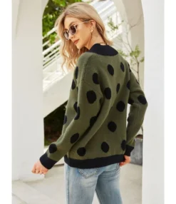 Polka Dot V-neck Long Sleeve Sweater 210820129 -Women Clothing Sales Store 210820129 4