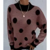 Round Neck Polka Dot Stitching Sweater 210820279