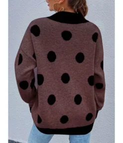 Round Neck Polka Dot Stitching Sweater 210820279 9 Round Neck Polka Dot Stitching Sweater 210820279 -Women Clothing Sales Store 210820279 6