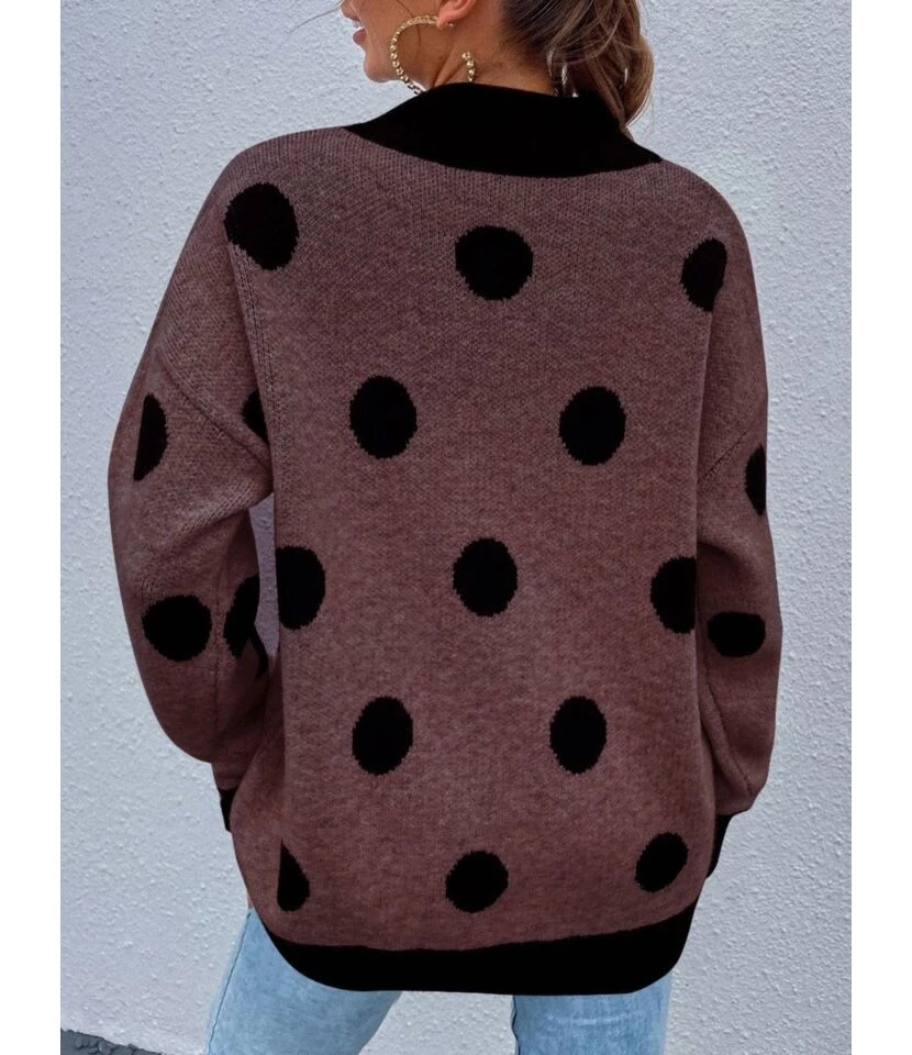 Round Neck Polka Dot Stitching Sweater 210820279 3 Round Neck Polka Dot Stitching Sweater 210820279 - Image 3
