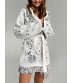 Fringe Long Sleeve Open Front Cardigans With Belted 210820335 -Women Clothing Sales Store 210820335 2