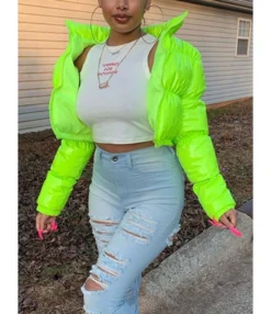 PU Leather Duck's Down Filled Bread Coat Outerwear 210820564