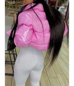 PU Leather Duck's Down Filled Bread Coat Outerwear 210820564 -Women Clothing Sales Store 210820564 7