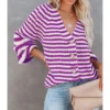 Fashion Striped Knitted Women Sweater Cardigan 210820873