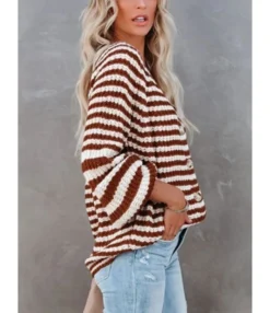Fashion Striped Knitted Women Sweater Cardigan 210820873 -Women Clothing Sales Store 210820873 6