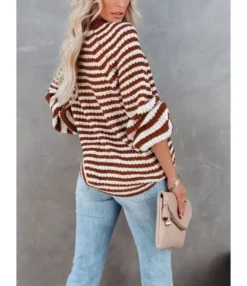 Fashion Striped Knitted Women Sweater Cardigan 210820873 -Women Clothing Sales Store 210820873 7