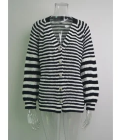 Fashion Striped Knitted Women Sweater Cardigan 210820873 -Women Clothing Sales Store 210820873 8