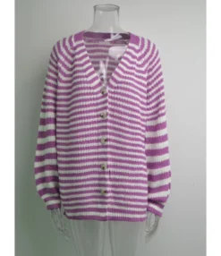 Fashion Striped Knitted Women Sweater Cardigan 210820873 -Women Clothing Sales Store 210820873 9