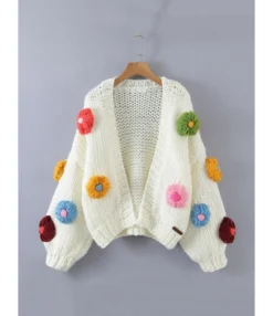 Thick Sweater Cardigan Floral Lantern Sleeve 210821826 10 Thick Sweater Cardigan Floral Lantern Sleeve 210821826 -Women Clothing Sales Store 210821826 2