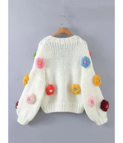 Thick Sweater Cardigan Floral Lantern Sleeve 210821826 11 Thick Sweater Cardigan Floral Lantern Sleeve 210821826 -Women Clothing Sales Store 210821826 3