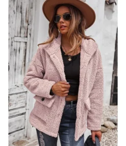 Fleece Comfortable Warm Pockets Outerwear Jacket Coat Whloesale 210824113 -Women Clothing Sales Store 210824113 1