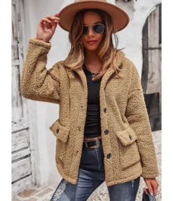 Fleece Comfortable Warm Pockets Outerwear Jacket Coat Whloesale 210824113