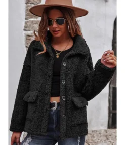 Fleece Comfortable Warm Pockets Outerwear Jacket Coat Whloesale 210824113 -Women Clothing Sales Store 210824113 5