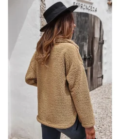 Fleece Comfortable Warm Pockets Outerwear Jacket Coat Whloesale 210824113 -Women Clothing Sales Store 210824113 6