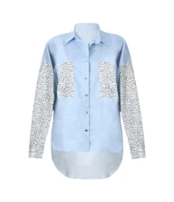 Lapel Collar Leopard Print Long Sleeve Blouse 210824450 -Women Clothing Sales Store 210824450 8