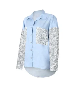 Lapel Collar Leopard Print Long Sleeve Blouse 210824450 -Women Clothing Sales Store 210824450 9