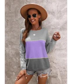 Fall Knitting Sweater Patchwork Colorblock O-neck 210824775 -Women Clothing Sales Store 210824775 3 1