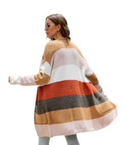 Long Sleeve Striped Colorblock Sweater Cardigan 210826309 -Women Clothing Sales Store 210826309 3