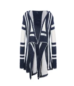 Long Sleeve Striped Hooded Sweater Cardigan 210826694 -Women Clothing Sales Store 210826694 4