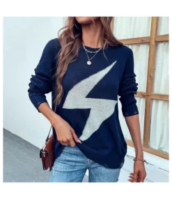 Casual Loose Ripped Lightning Print Knitted Tops Long Sleeve Round Neck Wholesale Sweater SSWN561061 -Women Clothing Sales Store 2230b3ff 46ce 40c9 9a80 fcca3efdfb50 dab9059615f2b3ebc40397aebf1f1284